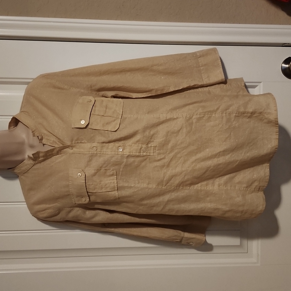 Talbots Blouse Beige with gold specks